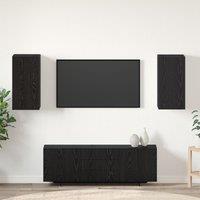 Berkfield Home TV Unit with Shelf Wall-mounted Other with Storage with Door 2 pcs Black oak Engineered Wood