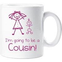 60 SECOND MAKEOVER Women's I'm Going To Be a Big Cousin Mug Girls Stick Person People Cup New Baby in White