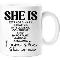 60 SECOND MAKEOVER Women's I am She, She Is Me Mug in White