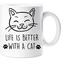 60 SECOND MAKEOVER Cat Life Is Better With A Cat Mug in White