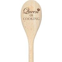 60 SECOND MAKEOVER Queen Of Cooking Spoon Funny Wooden Spoon in Beige