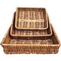 Red Hamper Wicker Shallow Tray Set of 3 in Brown