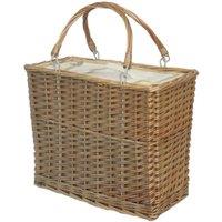 Red Hamper Wicker Cooler Picnic Basket in Natural