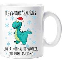 60 SECOND MAKEOVER Christmas Keyworkerasaurus Mug in White