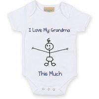 60 SECOND MAKEOVER Boy's I Love My Grandma This Much Baby Grow in White | Size: 0-3 m