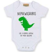 60 SECOND MAKEOVER Nephewasaurus Dinosaur Baby Grow in White | Size: 0-3 m