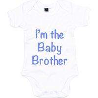 60 SECOND MAKEOVER Boy's I'm The Baby Brother Bodysuit Baby Grow in White | Size: 12-18 m