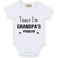 60 SECOND MAKEOVER Today I'm Grandpa's Problem Short Sleeve Baby Grow in White | Size: 3-6 m