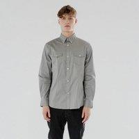 TopLook London Men's Mens Smart Casual Shirt- Regular Fit Shirt With Chest Pocket in Light Grey | Size: Small