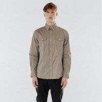 TopLook London Men's Mens Smart Casual Shirt- Regular Fit Shirt With Chest Pocket in Ecru | Size: Medium