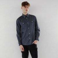 TopLook London Men's Mens Smart Casual Shirt- Regular Fit Shirt With Chest Pocket in Dark Navy | Size: XS