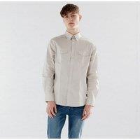 TopLook London Men's Mens Smart Casual Shirt- Regular Fit Shirt With Chest Pocket in Beige | Size: Large