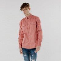 TopLook London Men's Mens Smart Casual Shirt- Regular Fit Shirt With Chest Pocket in Coral | Size: Medium