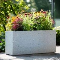 Woven Wood 90cm Zinc Galvanised Greystone Effect 60cm Tall Trough Planter in Grey