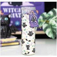 KDMD Cute & Creepy Cat Print Lavender Tube Candle in White