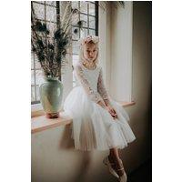 UK Flower Girl Boutique Girl's Bohemian Classic Tea Dress - White | Size: 2-3 Years
