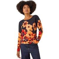 Roman Women's Floral Print Knit Jumper in Navy | Size: 12