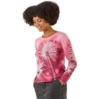 Roman Women's Floral Print Knit Jumper in Pink | Size: 18