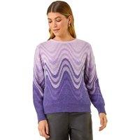 Roman Women's Metallic Ombre Wave Knit Jumper in Purple | Size: 14