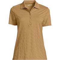 Lands' End Women's Petite Textured Stripe Piqu Polo Shirt in Brown | Size: 10-12