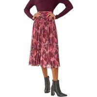 Roman Women's Rose Print Mesh Layered Skirt in Red | Size: 20
