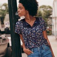 Lands' End Women's Slub Cotton Flutter Sleeve Top in Baby Blue | Size: 20
