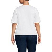Lands' End Women's Plus Slub Cotton Lace Trim Top in White | Size: 24-26