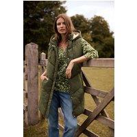 M&Co Women's Borg Lined Hooded Gilet in Green | Size: 12