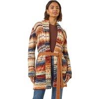 Jacquard Knit Belted Cardigan