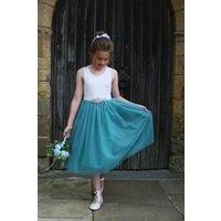 UK Flower Girl Boutique Girl's Bohemian Classic Dress - Teal Tea Length | Size: 4-5 Years