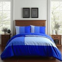 Snug City Duvet Cover & Pillowcase Set Patchwork Modern Design Bed Linen in Blue | Size: Double