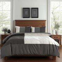 Snug City Duvet Cover & Pillowcase Set Patchwork Modern Design Bed Linen in Black | Size: Single