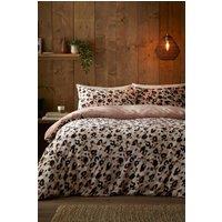 Fusion 'Cosy Leopard' Fleece With Sherpa Reverse Duvet Cover Set in Natural | Size: Single