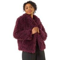 Roman Women's Petite Faux Fur Collar Coat in Wine | Size: 18