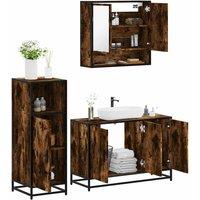 3 Piece Bathroom Furniture Set Smoked Oak Engineered Wood
