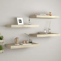Berkfield Home Floating Wall Shelves 4 pcs Oak 60x23.5x3.8 cm MDF in Brown