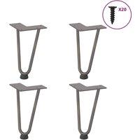 Berkfield Home Hairpin Table Legs 4 pcs Natural Steel 20 cm Solid Steel in Brown