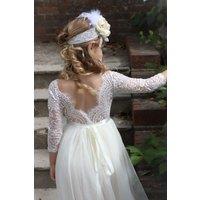 UK Flower Girl Boutique Girl's Bohemian Classic Long Sleeve Dress - Ice Cream | Size: 3-4 Years