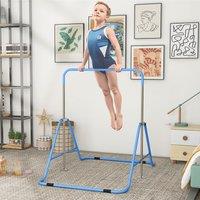 HOMCOM Kids Gymnastic Bar w/ Adjustable Height, Foldable Training Bar in Blue
