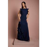 Coast Women's Honoured Ruffle Georgette Maxi Bridesmaid Dress in Navy | Size: 10
