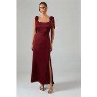 Oasis Women's Satin Tie Shoulder Midi Bridesmaid Dress in Wine | Size: 14