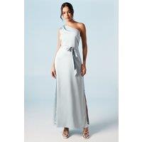 Oasis Women's by Coast One Shoulder Satin Maxi Bridesmaid Dress in Light Blue | Size: 8