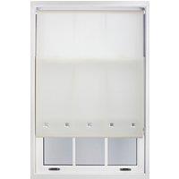 Furnished Daylight Roller Blind with Chrome Square Eyelets - Trimmable Window Shade in Cream | Size: 110 cm width x 165 cm drop