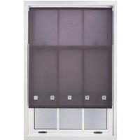 Furnished Daylight Roller Blind with Chrome Square Eyelets - Trimmable Window Shade in Dark Grey | Size: 65 cm width x 165 cm drop