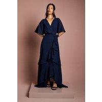 Coast Women's Angel Sleeve Tiered Bridesmaid Maxi Dress in Navy | Size: 10