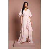 Coast Women's Angel Sleeve Tiered Bridesmaid Maxi Dress in Blush | Size: 12