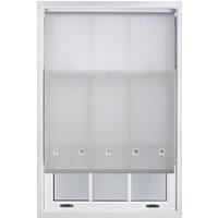 Furnished Daylight Roller Blind with Chrome Square Eyelets - Trimmable Window Shade in Grey | Size: 225 cm width x 210 cm drop