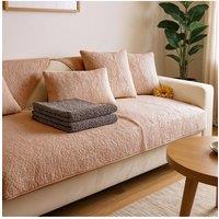 Living and Home Non-Slip Faux Plush Sherpa-Style Sofa Cover in Camel | Size: Extra Large