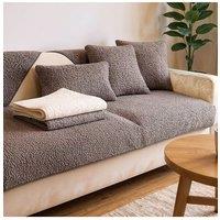Living and Home Non-Slip Faux Plush Sherpa-Style Sofa Cover in Grey | Size: Large