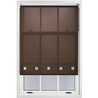 Furnished Daylight Roller Blind with Chrome Square Eyelets - Trimmable Window Shade in Chocolate | Size: 220 cm width x 210 cm drop